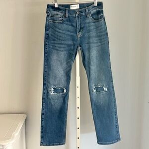 Abercrombie & Fitch Kids Distressed Knee Straight Leg Jeans, 13/14 Regular